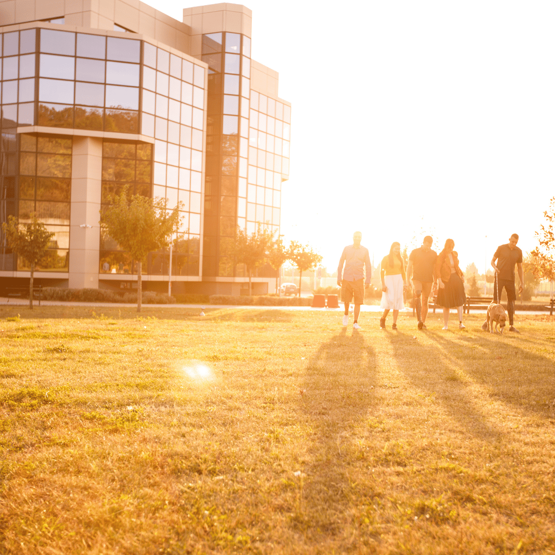 Friends walking together in sunlight, symbolizing walking in the light of God's love