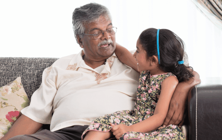 Grandfather with his granddaughter