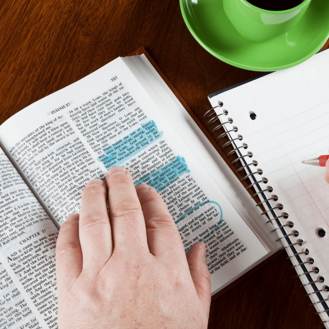 Worn, well-read Bible open to a passage, representing familiar stories revisited (2)