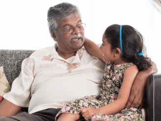 Grandfather with his granddaughter