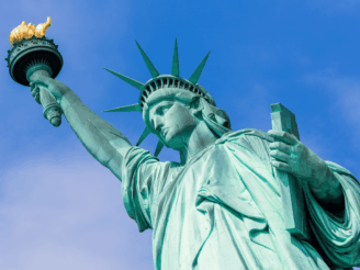 The Statue of Liberty with her shining torch